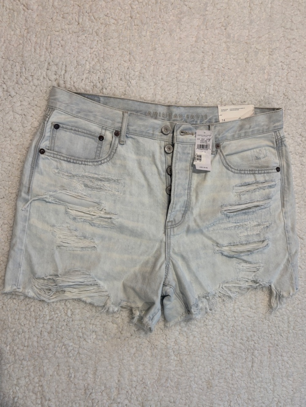 American Eagle Outfitters Light Blue Distressed Denim Shorts